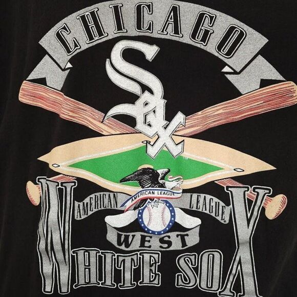 Vintage Chicago White Sox T Shirt Mens Size Large Black 90s OVERSIZED Made In US - Picture 2 of 7